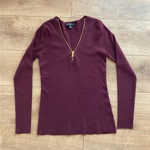 NWOT - INC Half Zip Long Sleeve Sweater in Port color, in Size Med